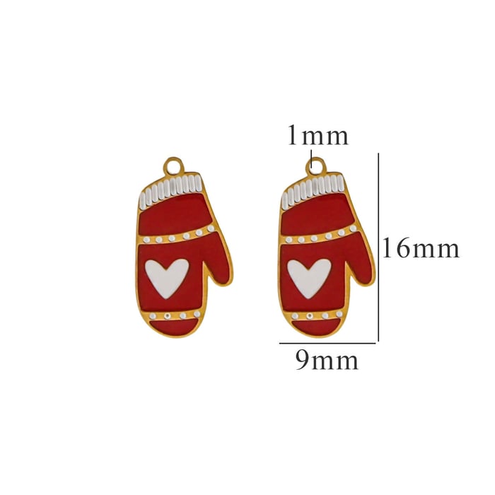 1 Piece Simple Series Cute Cartoon Gloves Stainless Steel  Gold Color Unisex Pendants 